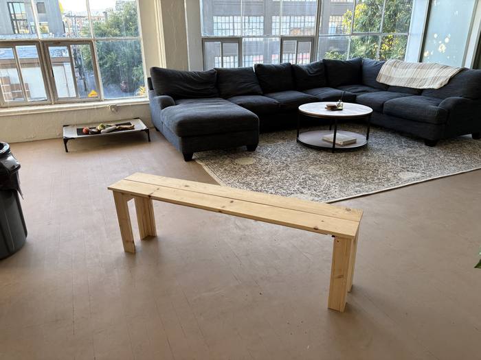 Pine bench in a living room